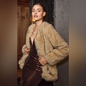 NWT GENERATION LOVE Lucas Faux Fur Jacket Brown & Black M